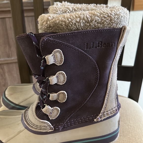 LL Bean Women’s Suede Lace Up Lined Snow Boots Purple Gray Size 7 - Picture 2 of 13